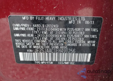 2014 Subaru Forester 2.5I z USA, uszkodzony, nr VIN JF2SJAAC1EH491256